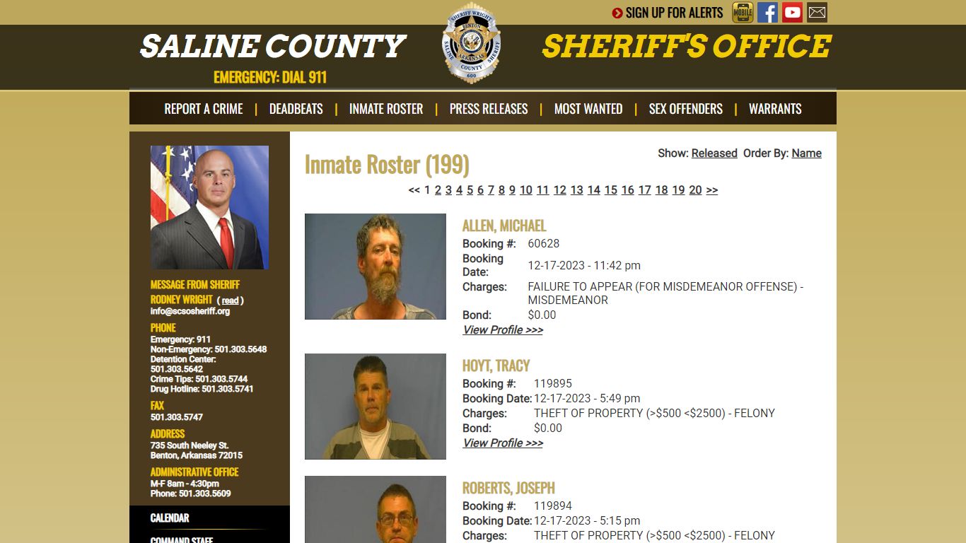Inmate Roster (229) - Saline County Sheriff's Office
